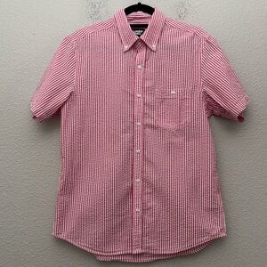Lands End Short Sleeve Seersucker Shirt Traditional Fit Men's Size Medium